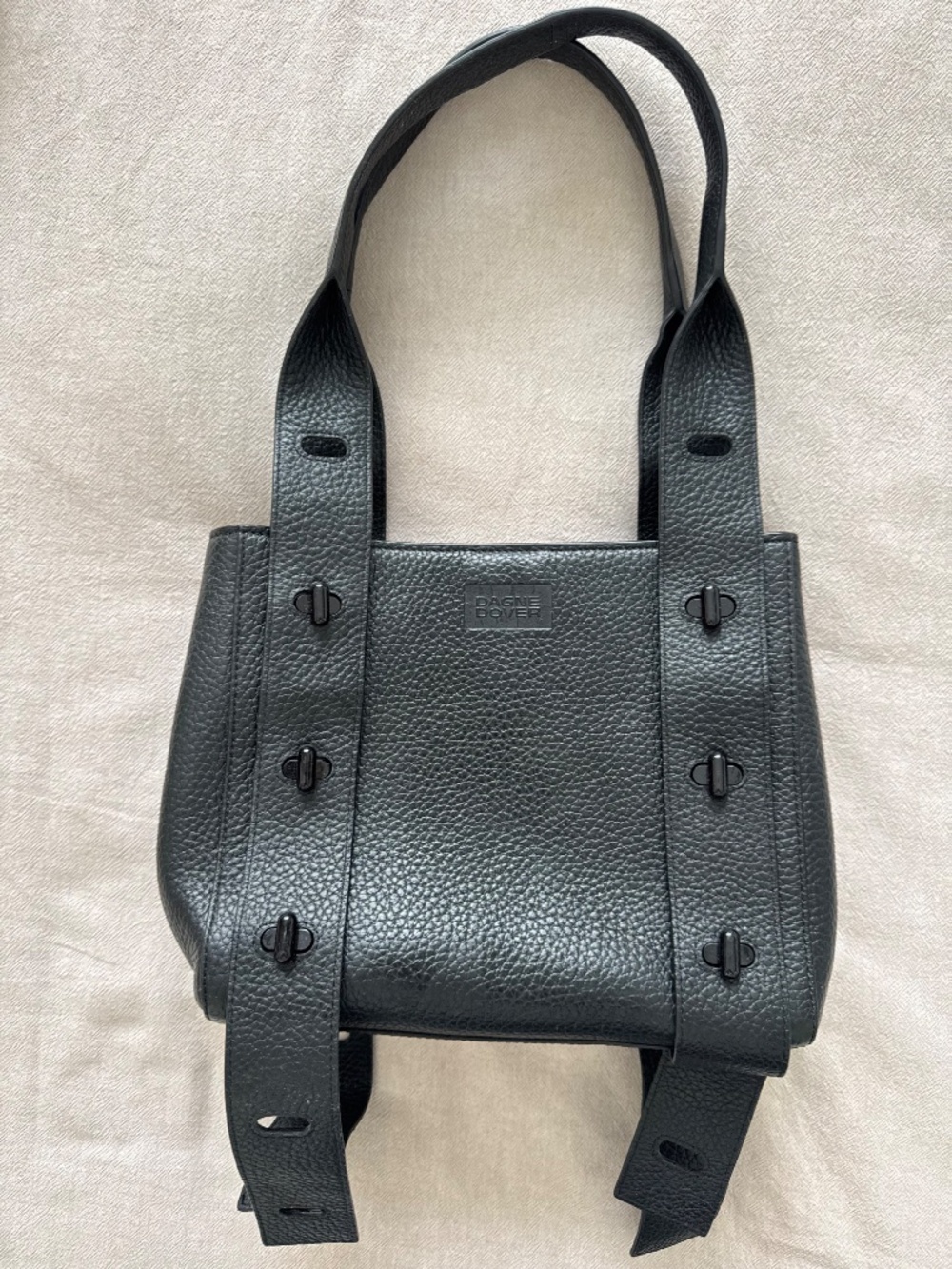 Dagne Dover Tokyo Turnlock Tote $249 – Black Convertible Handbag/Shoulder Bag - Picture 2 of 6